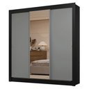 Ver imagem 3 de Guarda-roupa Casal 3 Portas de Correr com Espelho 2 Gavetas Preto/cinza Sublime Madesa