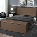 Ver imagem 7 de Kit Painel e Calçadeira Baú Queen 1,60m Roma Suede Marrom - Pallazio
