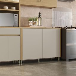 Balcão de Cozinha 2 Portas 120cm Nesher Condessa Mdf Carvalho/greige - 2