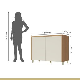 Balcão de Cozinha 2 Portas 120cm Nesher Condessa Mdf Carvalho/greige - 4