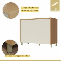 Balcão de Cozinha 2 Portas 120cm Nesher Condessa Mdf Carvalho/greige - 7