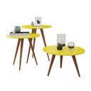 Ver imagem 3 de Sala de Estar com Painel Suspenso Paris e Mesas Laterais e Centro Aline Malbec/amarelo - Pr Móveis