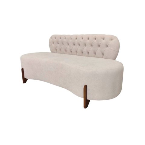 Sofá 3 Lugares Orgânico Curvo Tókio 180cm Couro Bege