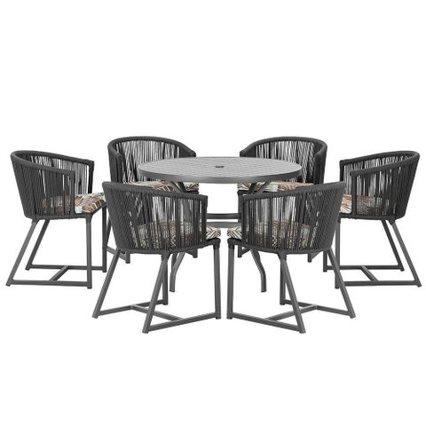 Mesa e 6 Cadeiras e Noronha Preto E6 Trama Original Preto