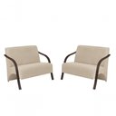 Ver imagem 1 de Kit 2 Poltronas 2 Lugares Vênus Suede Braço Madeira