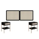 Ver imagem 2 de Cabeceira Cama Casal 160cm e 2 Mesas de Cabeceira com Gaveta Cor:nero com Dourado