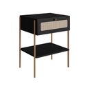 Ver imagem 6 de Cabeceira Cama Casal 160cm e 2 Mesas de Cabeceira com Gaveta Cor:nero com Dourado