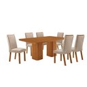 Ver imagem 1 de Mesa de Jantar Eloise Lira 180cm Tampo MDF Canto Copo Laminado com 6 Cadeiras Moderna Mobília