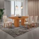 Ver imagem 2 de Mesa de Jantar Eloise Lira 180cm Tampo MDF Canto Copo Laminado com 6 Cadeiras Moderna Mobília