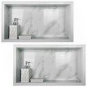 Ver imagem 2 de Nicho Porcelanato Branco Marmo Douro Polido 02 Unid 60x32cm