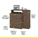 Ver imagem 2 de Cômoda 4 Gavetas 1 Porta 109 X 101 Cm Nevada Sapateira Mdp Mocaccino - Clicklar