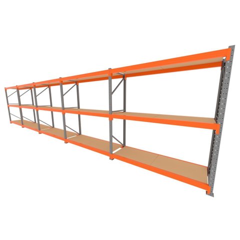 Mini Porta Pallet 200 Kg por Nivel Inicial +4 Continuação com 3 Niveis Laranja com Mdf Cru