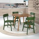 Ver imagem 1 de Conjunto Mesa Espanha Tampo em MDF Cadeiras Paris Castanho e Verde 110cm