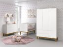 Ver imagem 1 de Jogo de Quarto para Bebê Completo 3 Portas Classic New Branco Fosco com Madeira - MoveisAqui