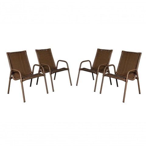 Cadeira Area, Jardim, Quintal Cor Envelhecido - Kit 4 Peças