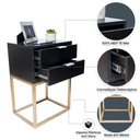 Ver imagem 4 de Mesa de Cabeceira Industrial Preto 40cm com 2 Gavetas Base Dourada - Enviamos Montado
