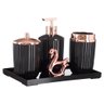 Kit Banheiro Conjunto Lavado C/ Bandeja E Cisne 5 Peças - Preto - 1