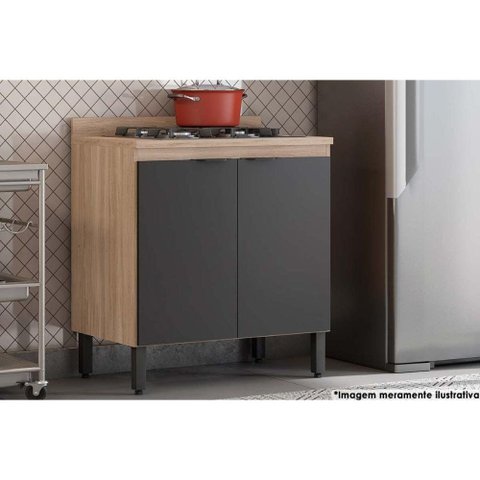 Gabinete de Cozinha Modulado Balcão Firenze 2 Portas C/tampo 80cm Avena/grafito - Demóbile