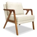 Ver imagem 3 de Kit 2 Poltronas Decorativa Luiza Linho Natural Base em Madeira Castanho - Pallazio