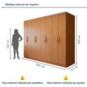 Ver imagem 3 de Guarda-Roupa Casal 8 Portas 6 Gavetas MDF 236cm Serenata Marrom Amêndoa Clean