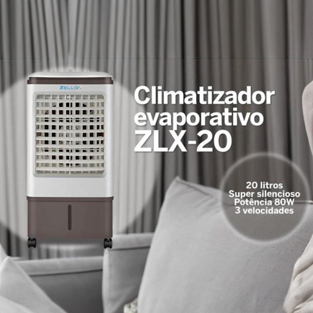 Climatizador de Ar Portátil Umidificador Zellox 80w 20 Litros 4 Funções - 3