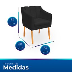 Poltrona Cadeira para Sala Confortável e Moderna Mila Suede - 6