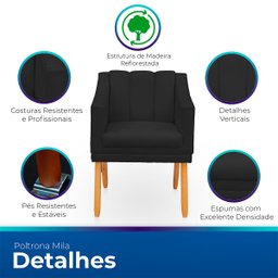 Poltrona Cadeira para Sala Confortável e Moderna Mila Suede - 3