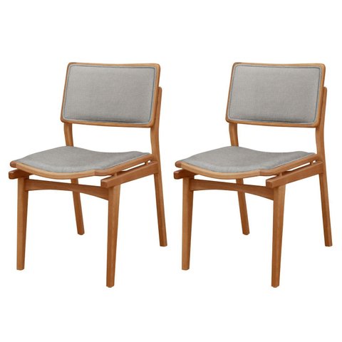 Conjunto com 2 Cadeiras em Madeira Eloa Cinza/Luna/Imbuia Marrom