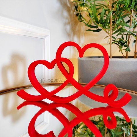 Estatueta Coração Romance 26cm - Decoração Casal Quarto Sala - Cor: Vermelho