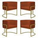 Ver imagem 1 de Kit 4 Poltronas Reforçadas Decorativa Sala Nayara Base Ferro Dourado Suede Terracota
