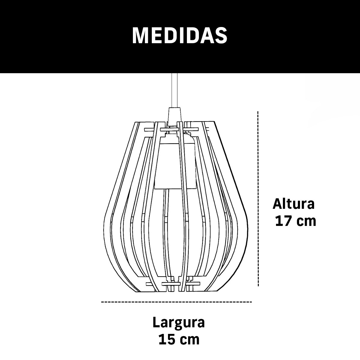 Kit 3 Luminárias Lustre Pendente Madeira E27 15x17cm Cor:marfim - 5