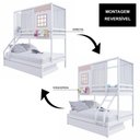 Ver imagem 2 de Treliche Casinha Reta Casal/ Solteiro com Cortina Madeira Maciça Branco/ Rosa Housin