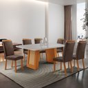 Ver imagem 2 de Mesa de Jantar Carolina 180cm Tampo MDF Vidro Canto Copo com 6 Cadeira Aline