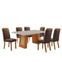 Ver imagem 1 de Mesa de Jantar Carolina 180cm Tampo MDF Vidro Canto Copo com 6 Cadeira Aline
