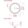 Kit 02 Cubas de Apoio 30 cm Redonda C01 Para Banheiro Lavabo R30W Branco - Lyam Decor - 5