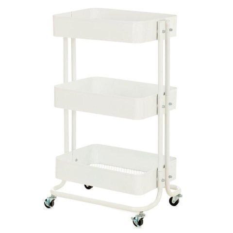 Carrinho Organizador Multiuso Anm6077 Anima Office 3 Cestos Fixos em Aço Branco