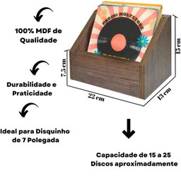 Nicho para Disco de Vinil Compacto 7 Polegadas Amadeirado - 5