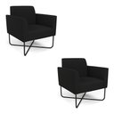 Ver imagem 1 de Kit 2 Poltronas Base X Industrial Preto Marisa Linho Preto A79 D03 - D'Rossi