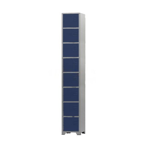 Armário Roupeiro De Aço 8 Portas Para Vestiário Academia Locker Azul Marinho