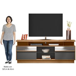 Rack Bancada de TV 70 Polegadas Com Espelho Olinda L06 Amêndoa/Cinza - Mpozenato - 5