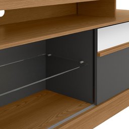 Rack Bancada de TV 70 Polegadas Com Espelho Olinda L06 Amêndoa/Cinza - Mpozenato - 7