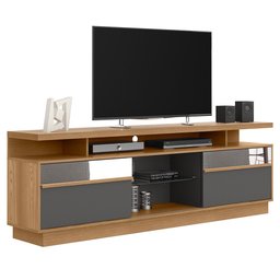 Rack Bancada de TV 70 Polegadas Com Espelho Olinda L06 Amêndoa/Cinza - Mpozenato - 1