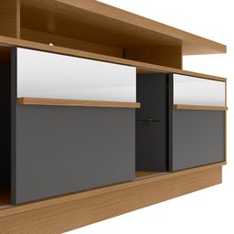 Rack Bancada de TV 70 Polegadas Com Espelho Olinda L06 Amêndoa/Cinza - Mpozenato - 6