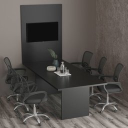 Kit com Mesa para Reunião 6 Lugares e Painel para Tv até 37 Polegadas - 1