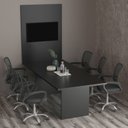 Ver imagem 1 de Kit com Mesa para Reunião 6 Lugares e Painel para TV até 37 Polegadas Preto