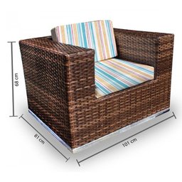 Conjunto Bora Bora - 1 Sofá 2 Lugares + 2 Poltronas + 1 Mesa de Centro - Boipeba - 3