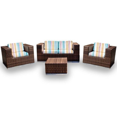 Conjunto Bora Bora - 1 Sofá 2 Lugares + 2 Poltronas + 1 Mesa de Centro - Boipeba