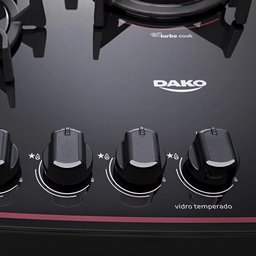 Fogão Dako 5 Bocas Supreme Glass com Mesa de Vidro Preto Bivolt - 10