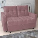Ver imagem 1 de Sofá Cama para Sala de Estar Remy Veludo Turkey Rosa
