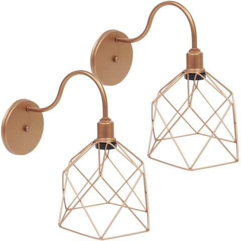 2 Luminárias Arandela de Parede Aramada Cálice Industrial Retro Cobre Rose Gold Agp Ilumini